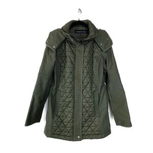 Marc New York Andrew Marc Womens Olive Green Quilted Jacket With Hood Size M